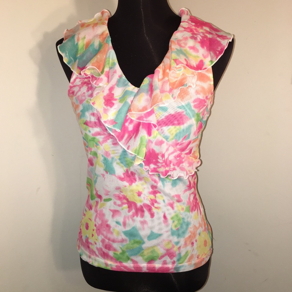 < Host Pick > CHAPS Ruffled Floral Top